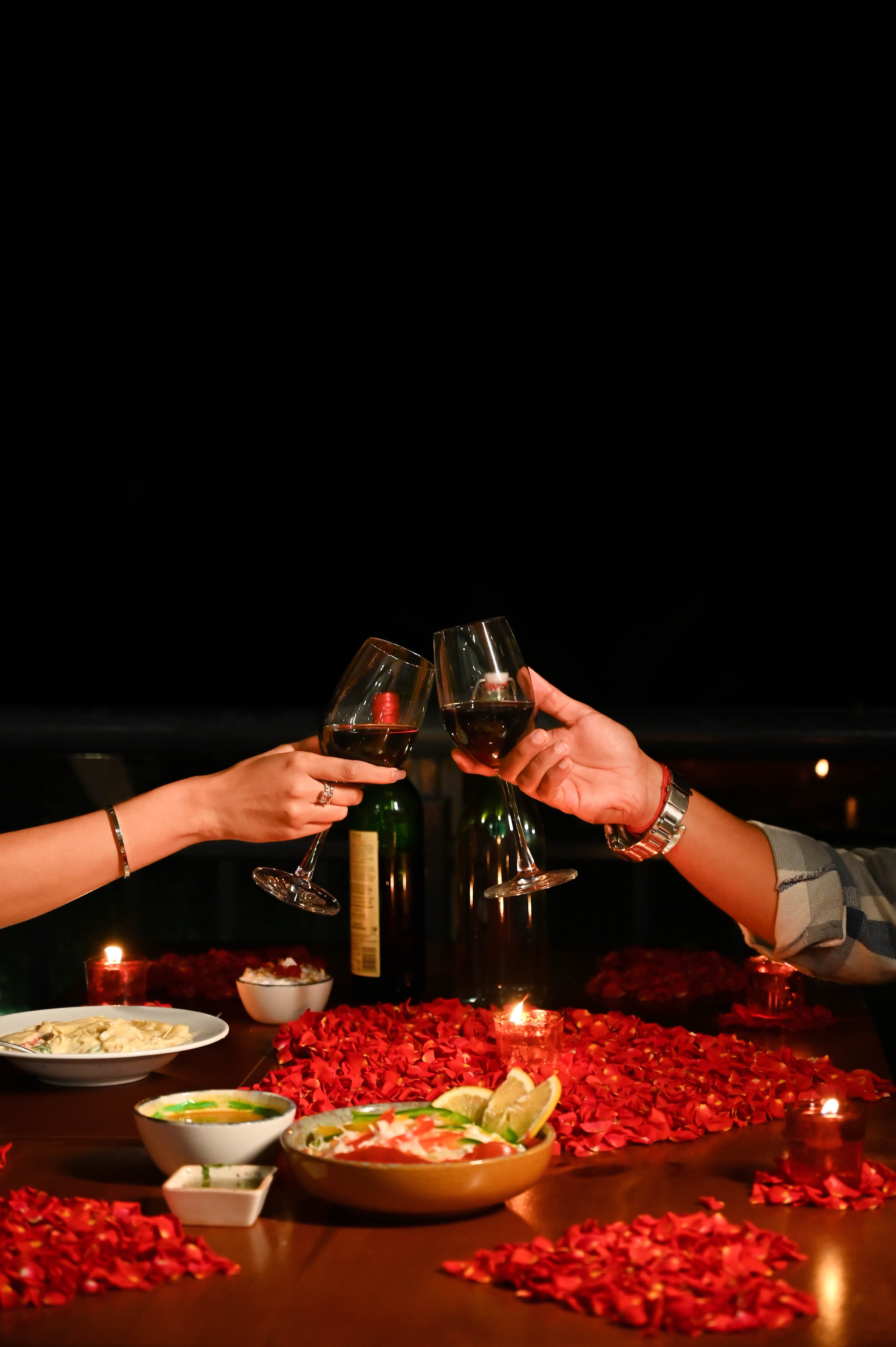 Guests enjoying private candle light dinner
