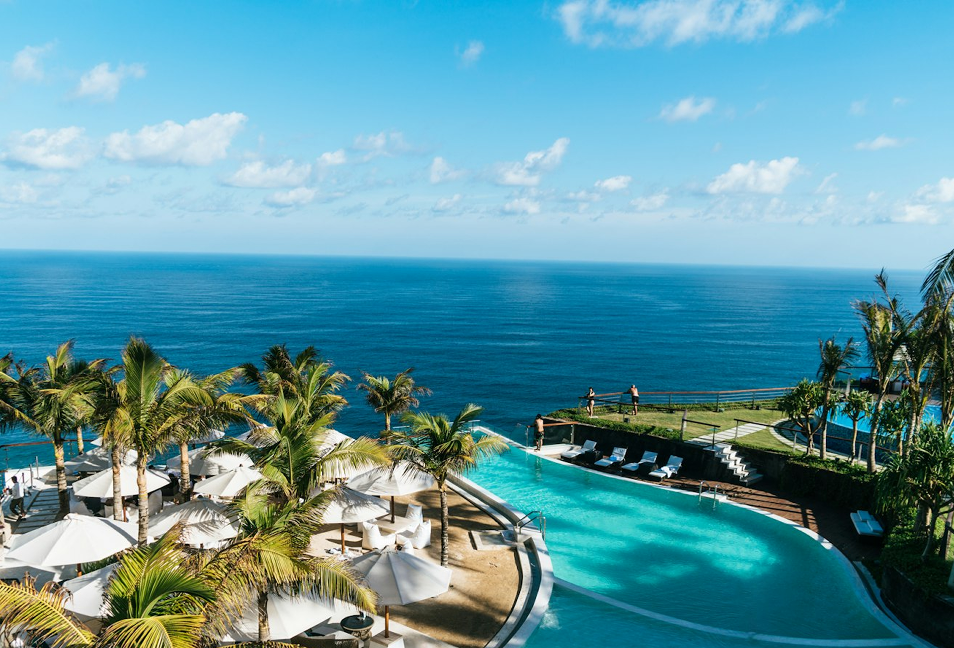 Sila resort aerial view with ocean and palm trees